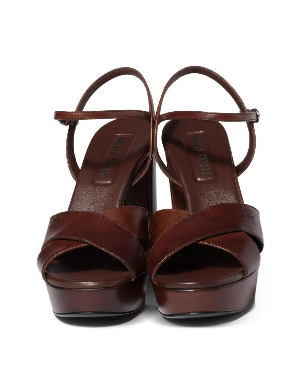 Miu Miu Brown Leather Platform Sandals
