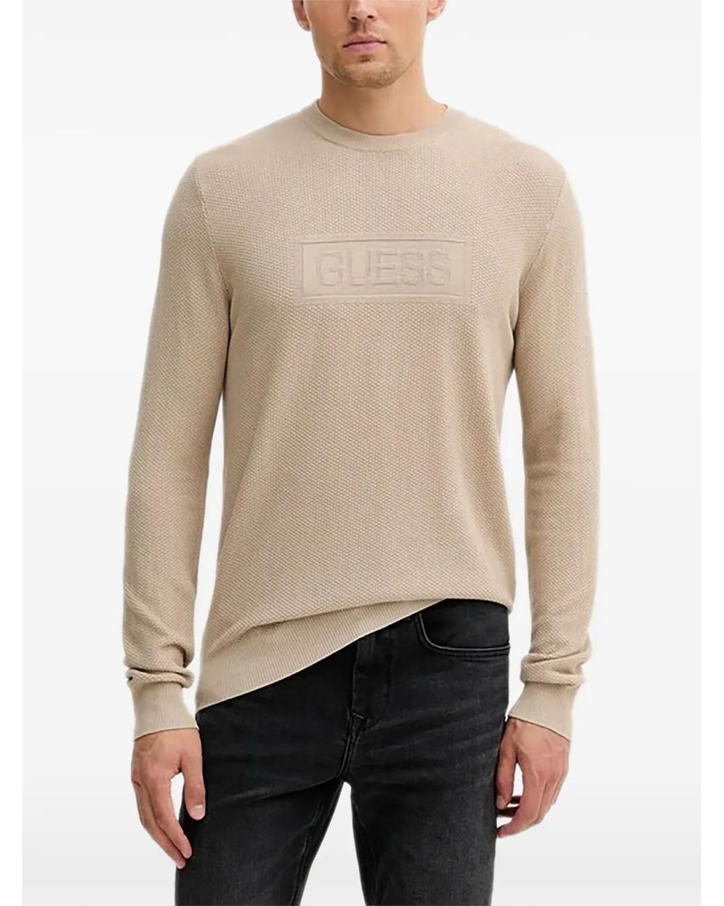 Guess Natural Embossed Textured Sweater for men