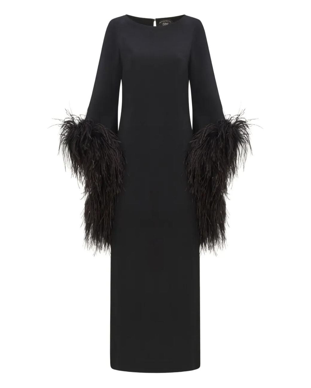Taller Marmo Black Del Lago Feather-Embellished Midi Dress