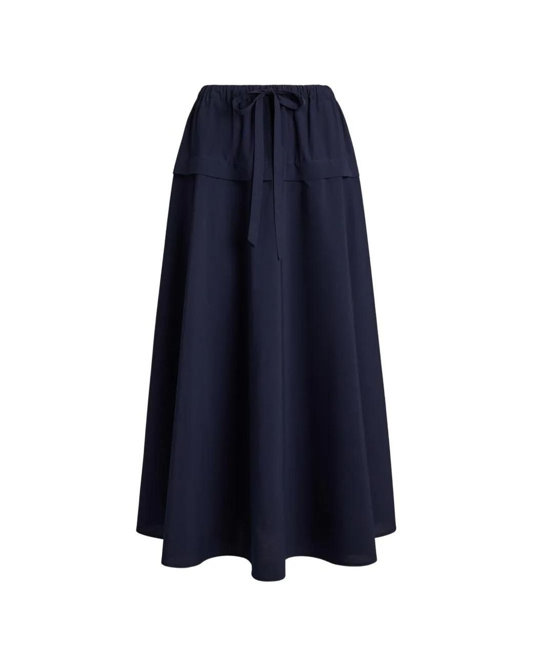 Polo Ralph Lauren Blue Mitchell Drawstring-Detail Cotton Midi Skirt