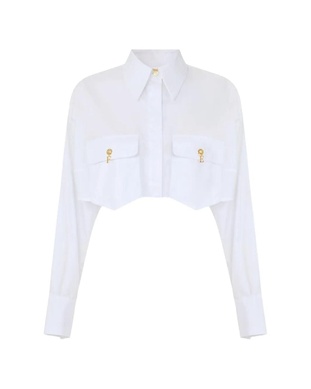 Elisabetta Franchi White Shirt With Pockets And Cufflinks