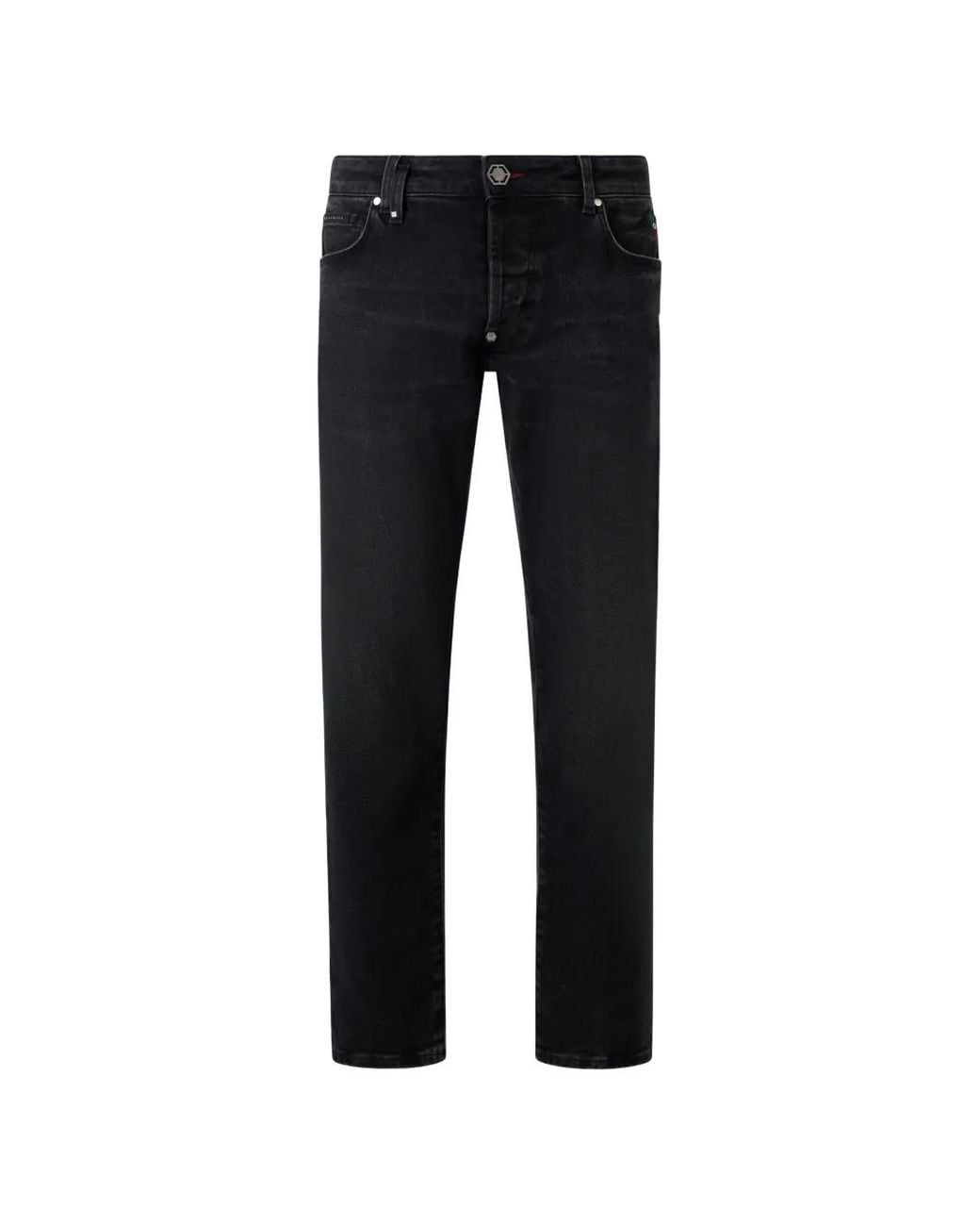 Philipp Plein Black Logo-Plaque Skinny-Fit Jeans for men