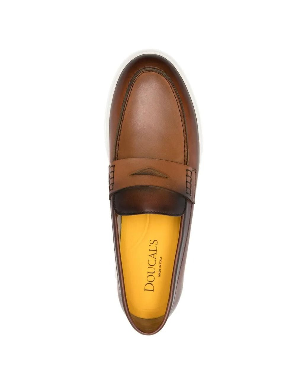 Doucal's Brown Mocassins En Cuir À Empiècements for men