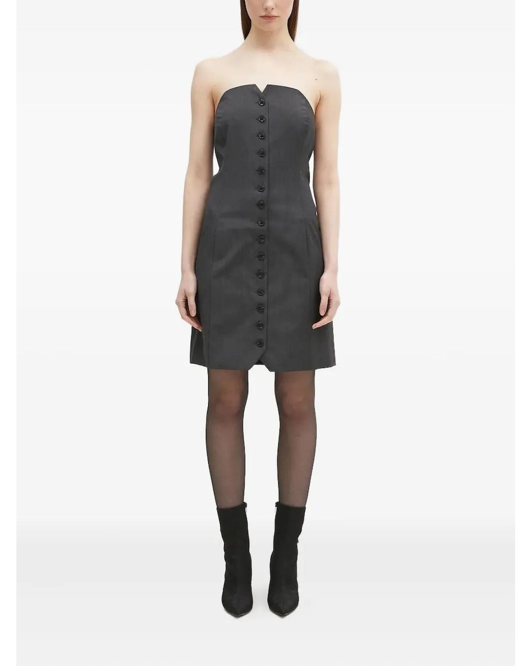 Samsøe & Samsøe Black Strapless Button-Front Mini Dress