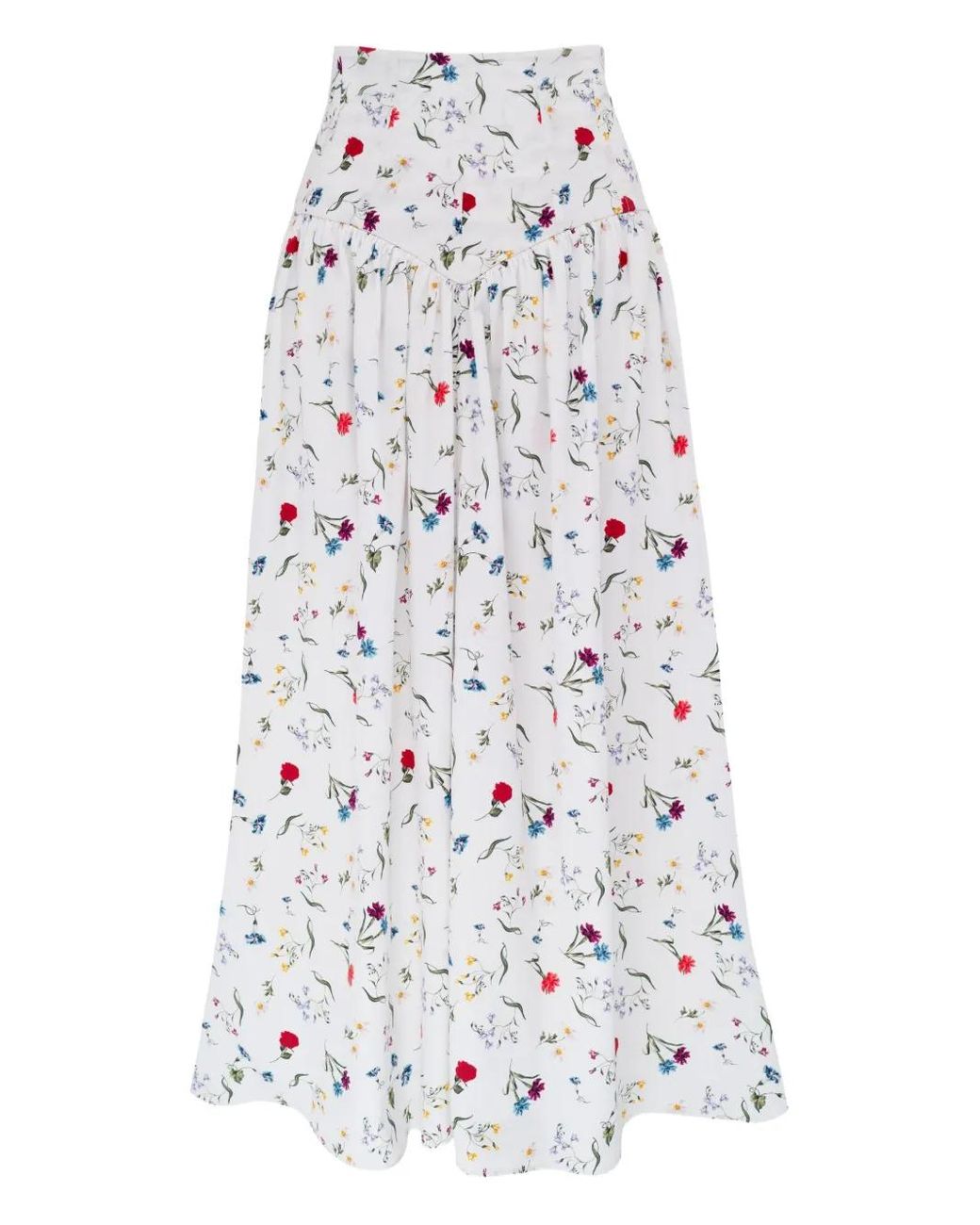 Azeeza White Noora Floral-Pattern Midi Skirt