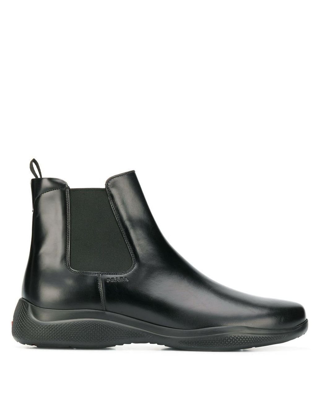 Prada Leather Space Chelsea Boots in Black for Men - Lyst
