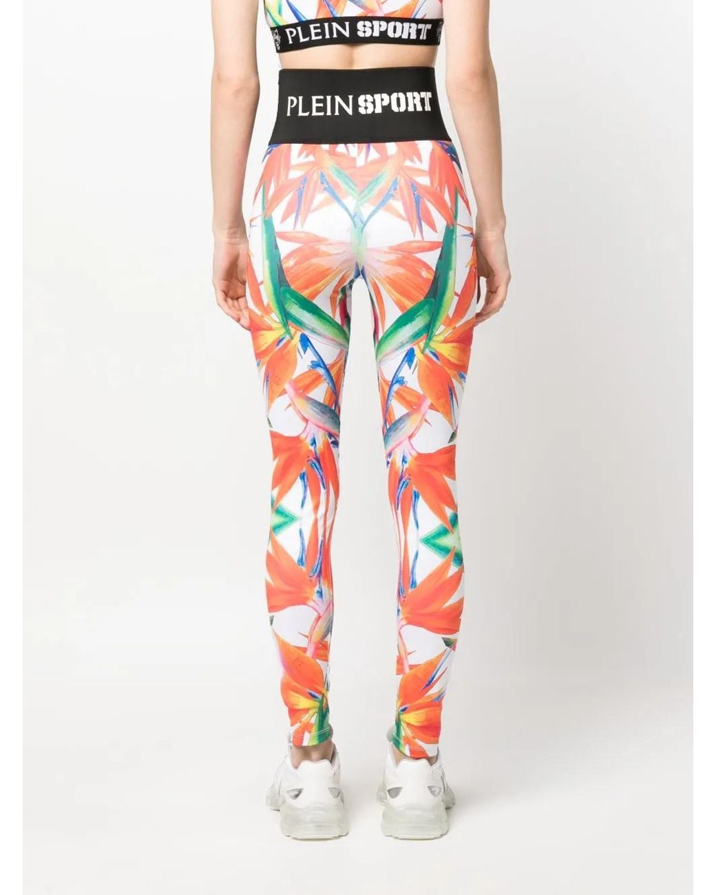 Philipp Plein Red Floral-Print Stretch Leggings