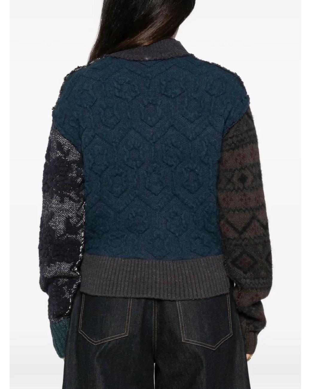 ESSENSI Black Panarea Patchwork Cardigan