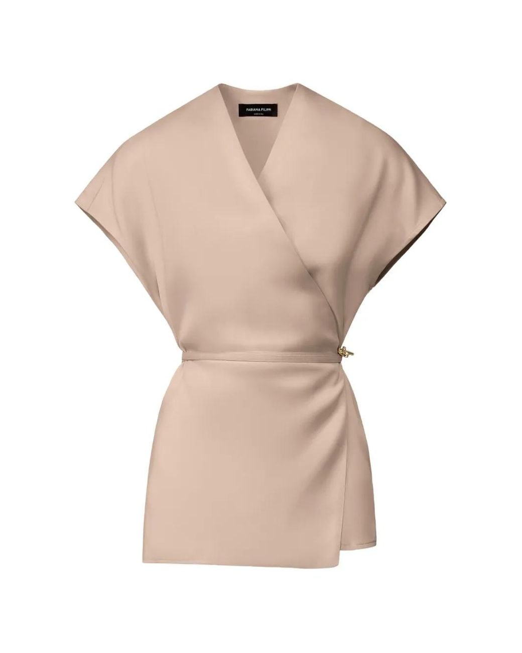Fabiana Filippi Pink Wrap-Style Belted Top
