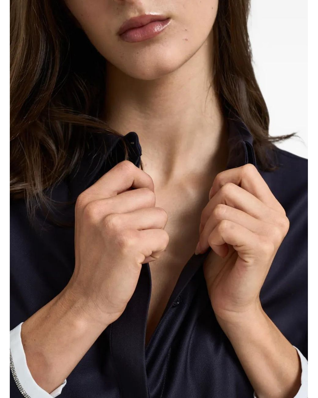 Peserico Blue Monili-Trimmed Long-Sleeve Shirt