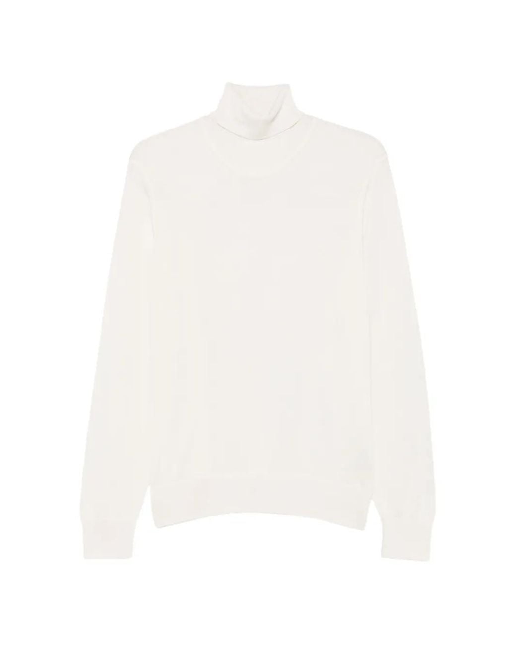 Boss White Roll-Neck Wool Sweater for men