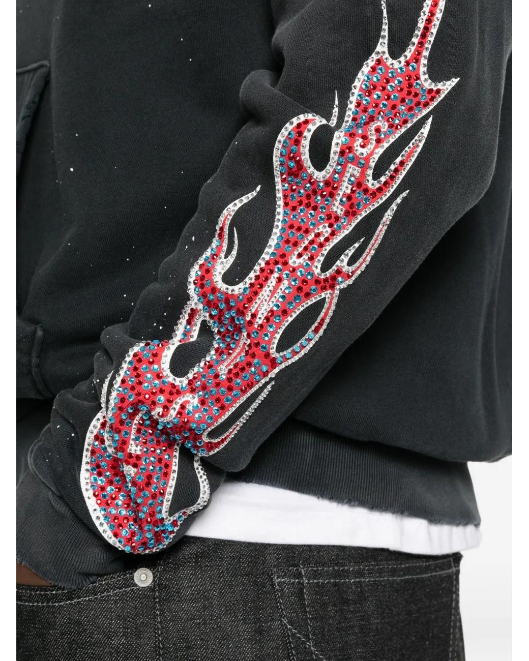 Secnd Slf Black Masato Kawajo Firestorm Zip-Up Cotton Hoodie for men