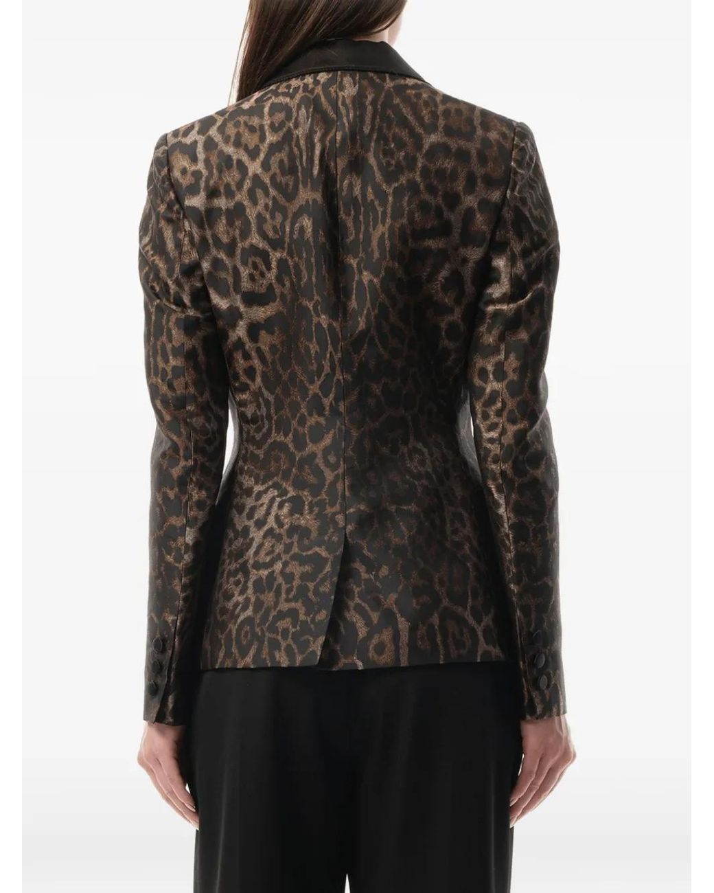 Lanvin Black Leopard-Print Peak-Lapels Blazer