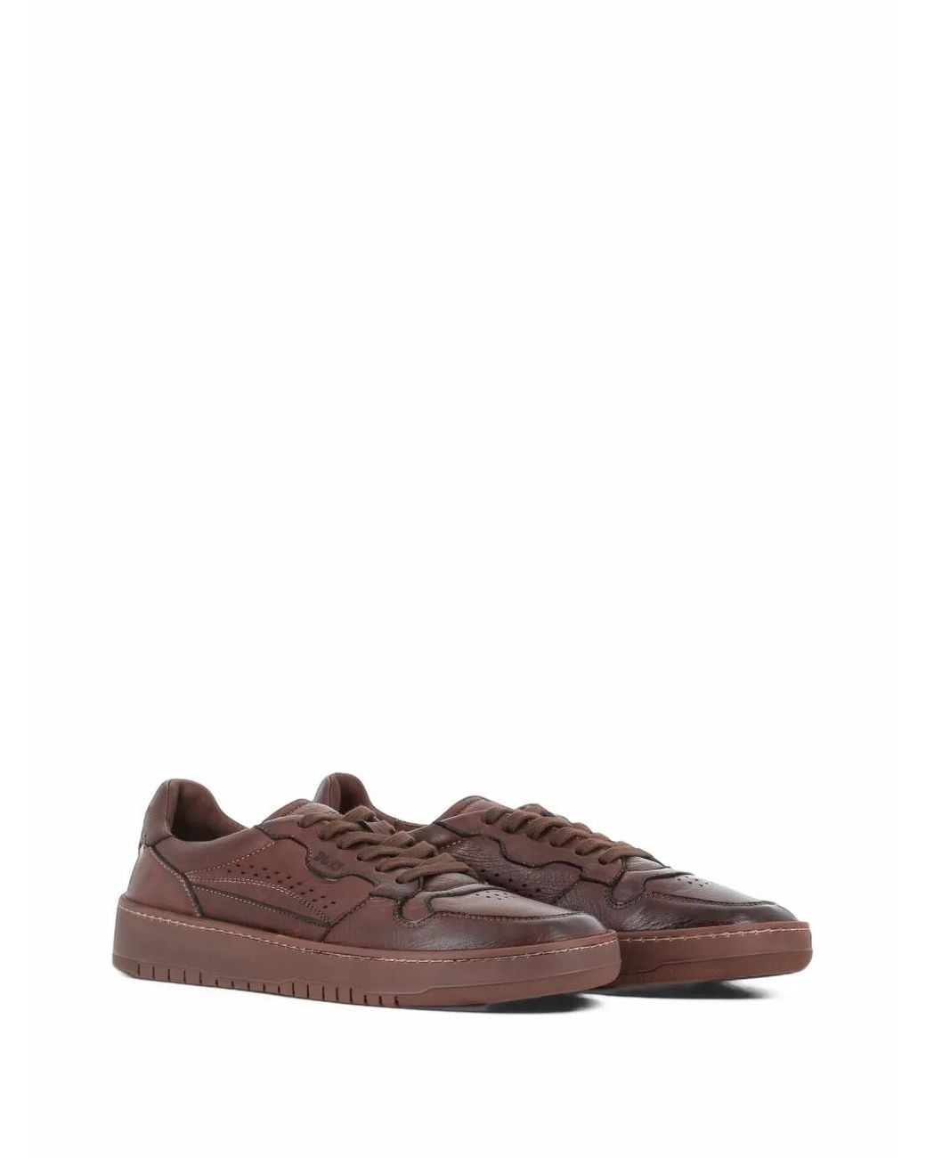 LEMARGO Brown Perforated Panelled Sneakers for men