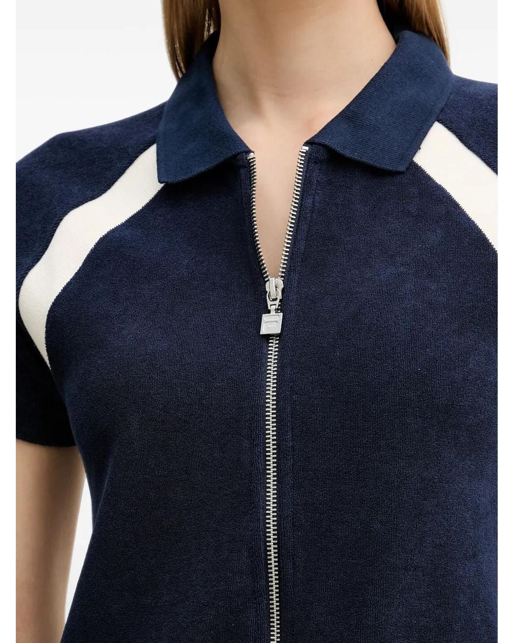 Fila Blue Belfiore Zip-Up Polo-Collar Mini Dress