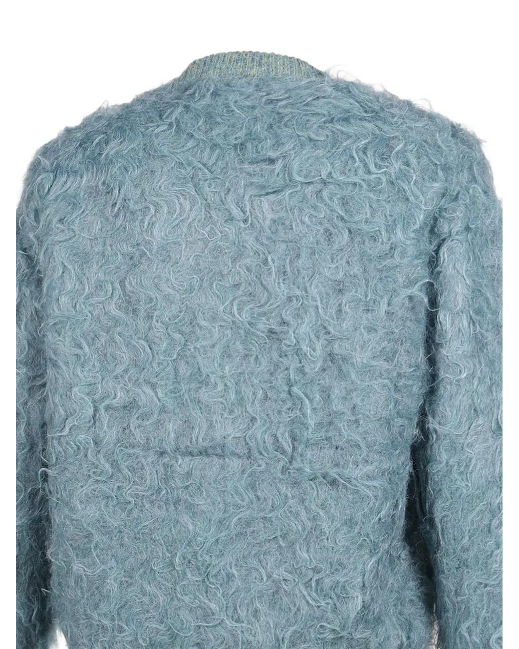 TOGA TOO Blue Shaggy-Knit Cardigan for men