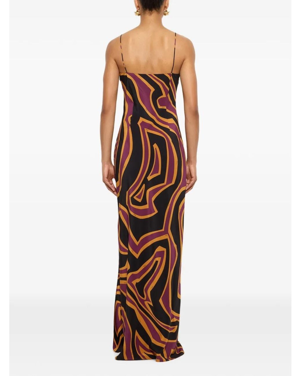 Emilio Pucci Brown Labirinto-Print Crêpe De Chine Maxi Dress