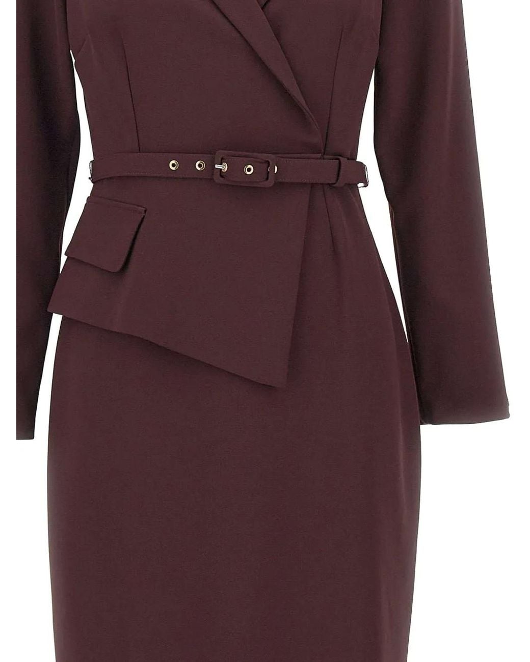 Nissa Purple Asymmetrical Belted Midi Dress