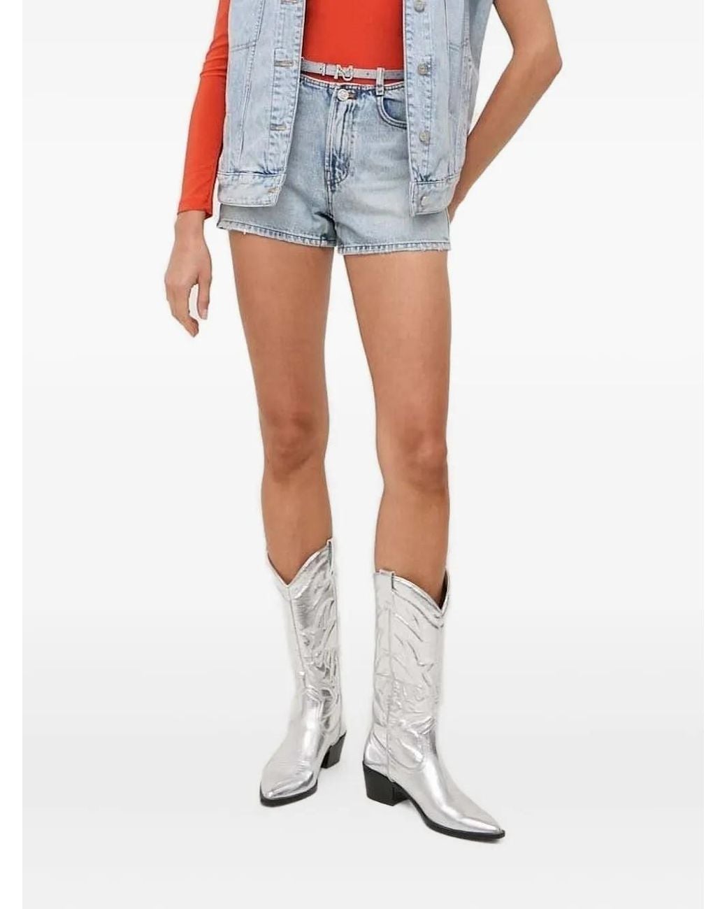 Miss Sixty Blue Mushroom-Embellished Denim Shorts
