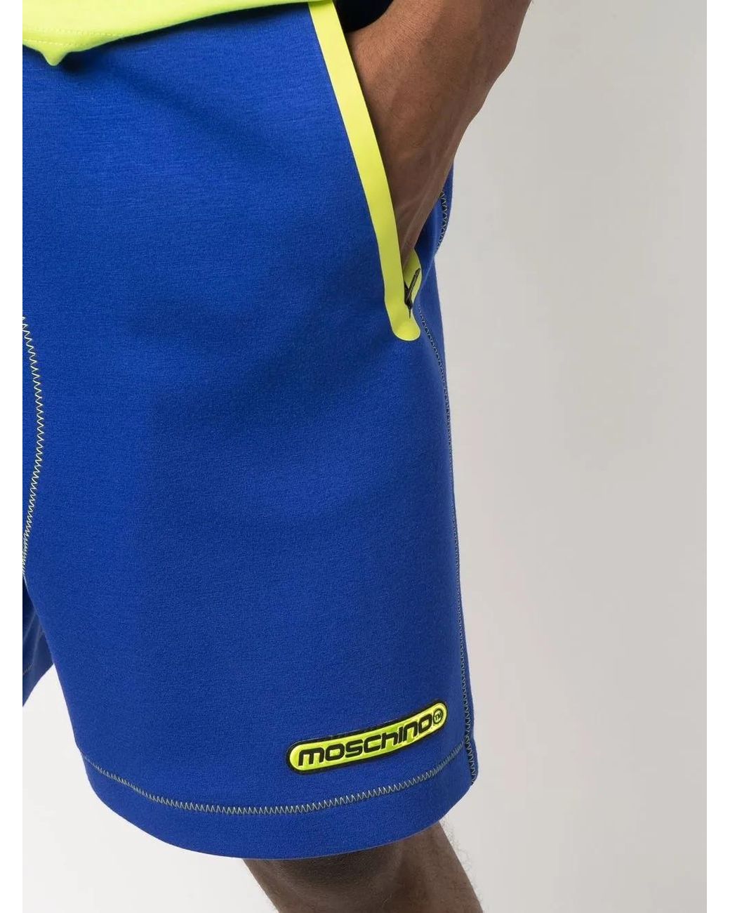 Moschino Blue Logo-Print Track Shorts for men