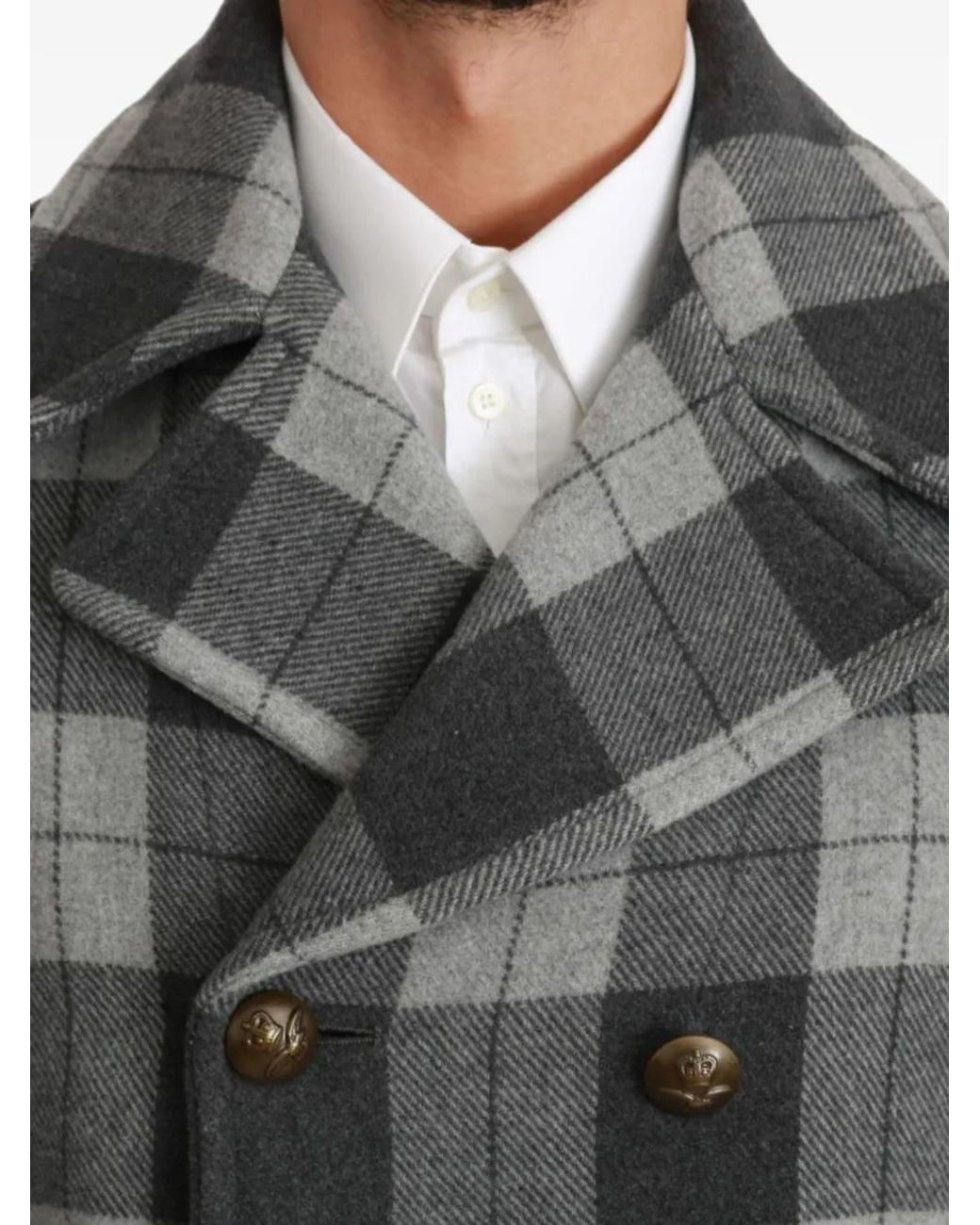 Dolce & Gabbana Black Check-Pattern Double-Breasted Jacket for men