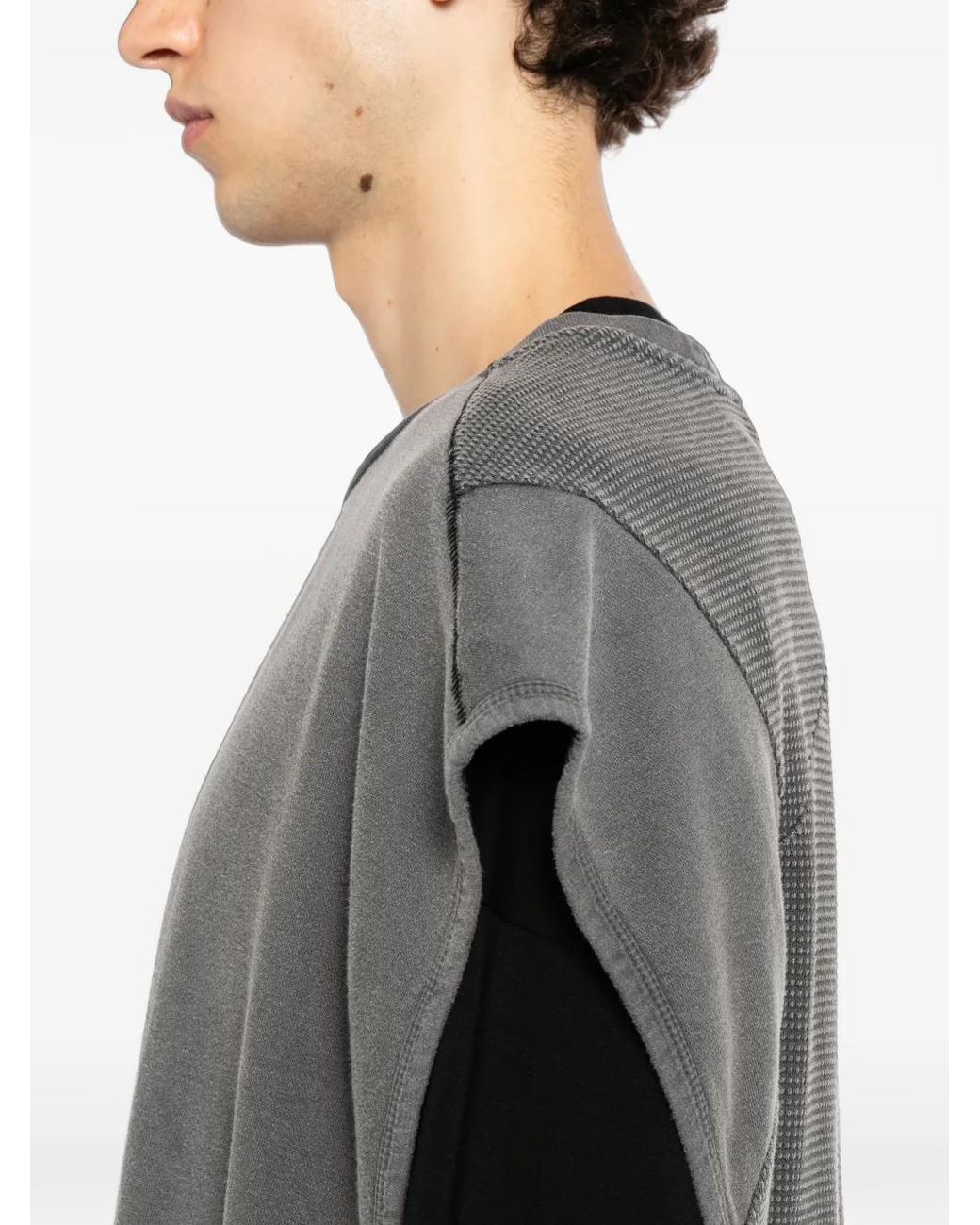 Thom Krom Gray Distressed-Effect Sleeveless Sweatshirt for men