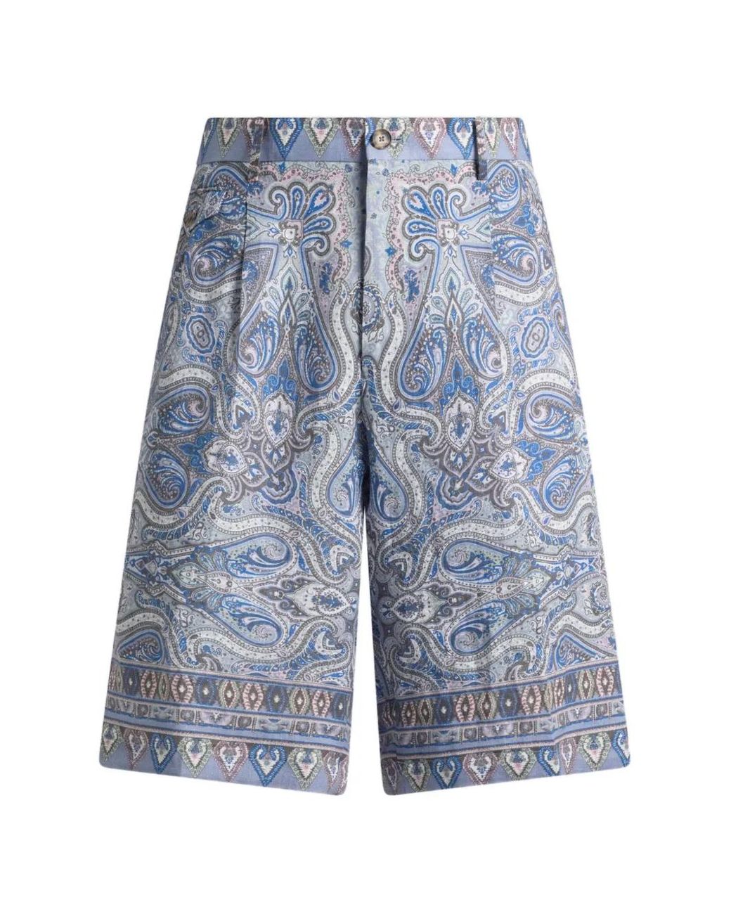 Etro Blue Paisley Print Shorts for men