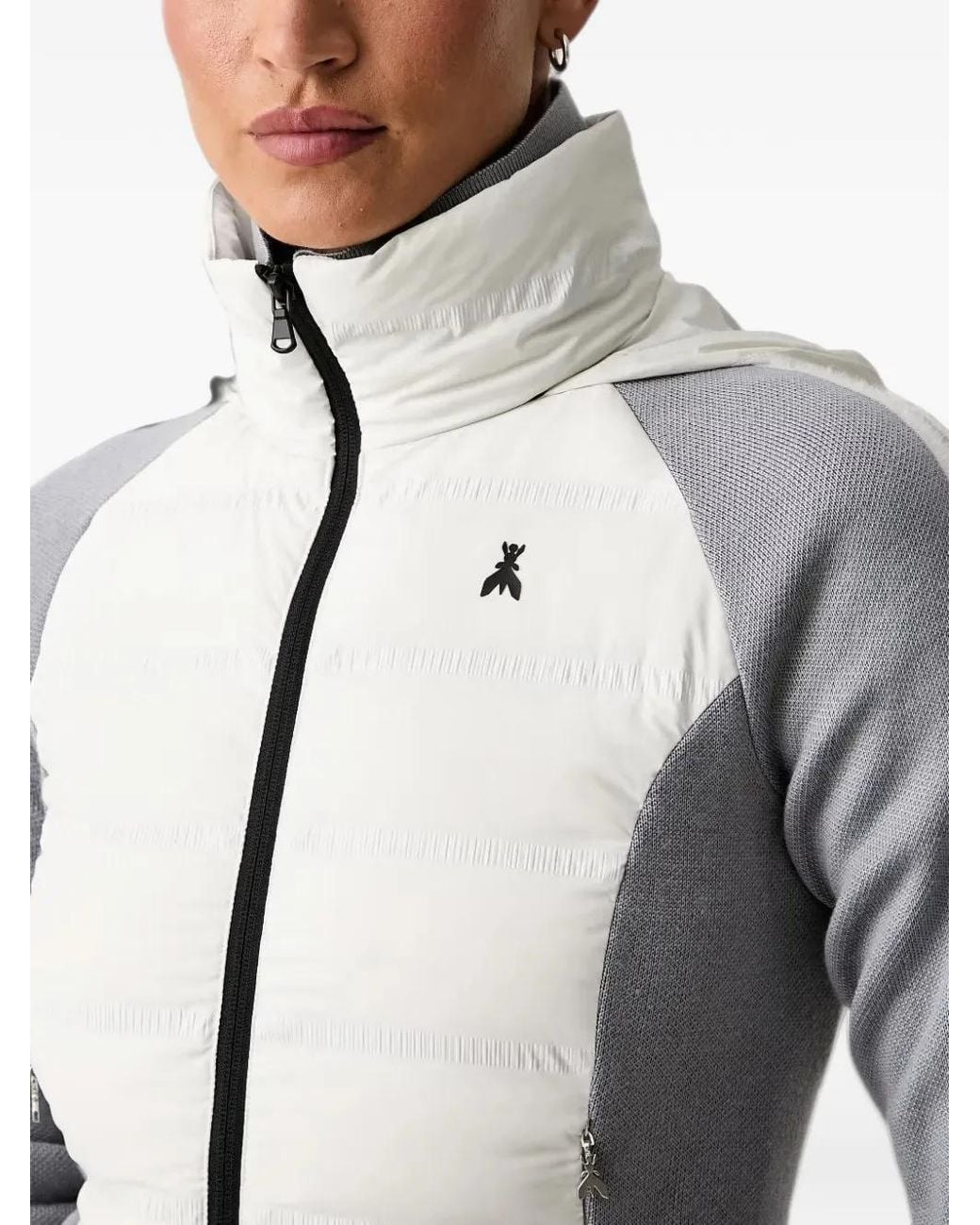 Patrizia Pepe White Quilted Panel-Knit Jacket