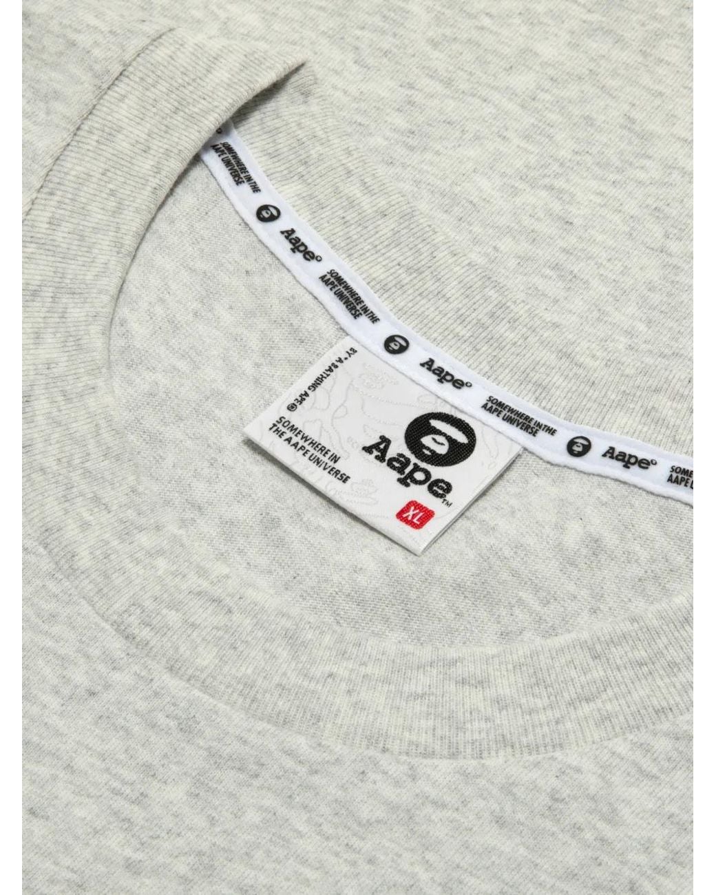 Aape By A Bathing Ape Gray Aape Graphic Print T-Shirt for men