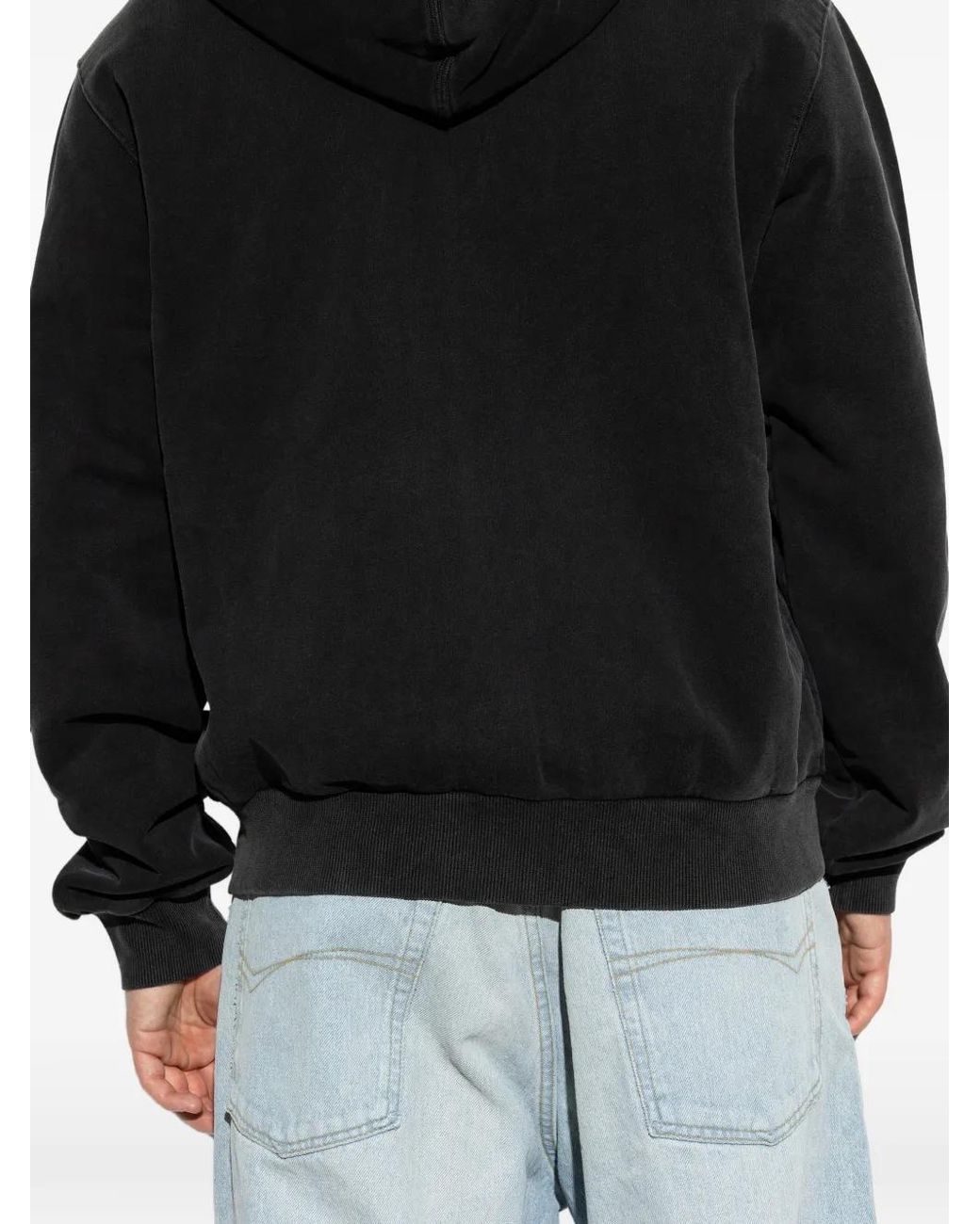 M I S B H V Black Graphic-Print Zip-Up Hoodie