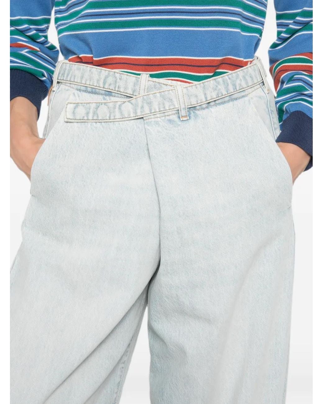 DARKPARK White Crossover-Waist Wide-Leg Jeans