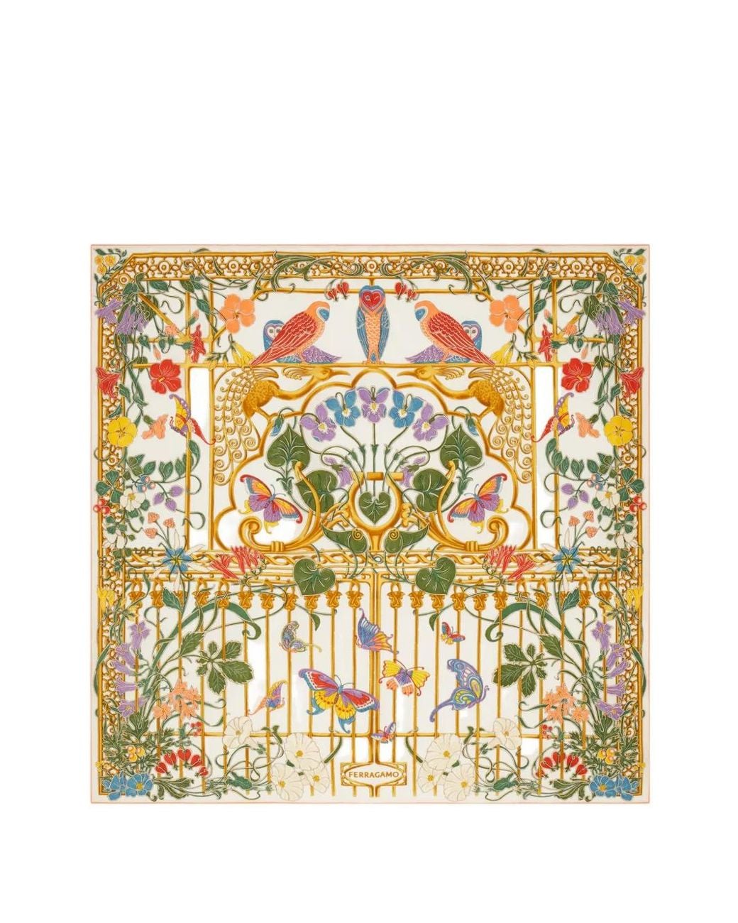 Ferragamo Metallic Liberty Print Silk Scarf
