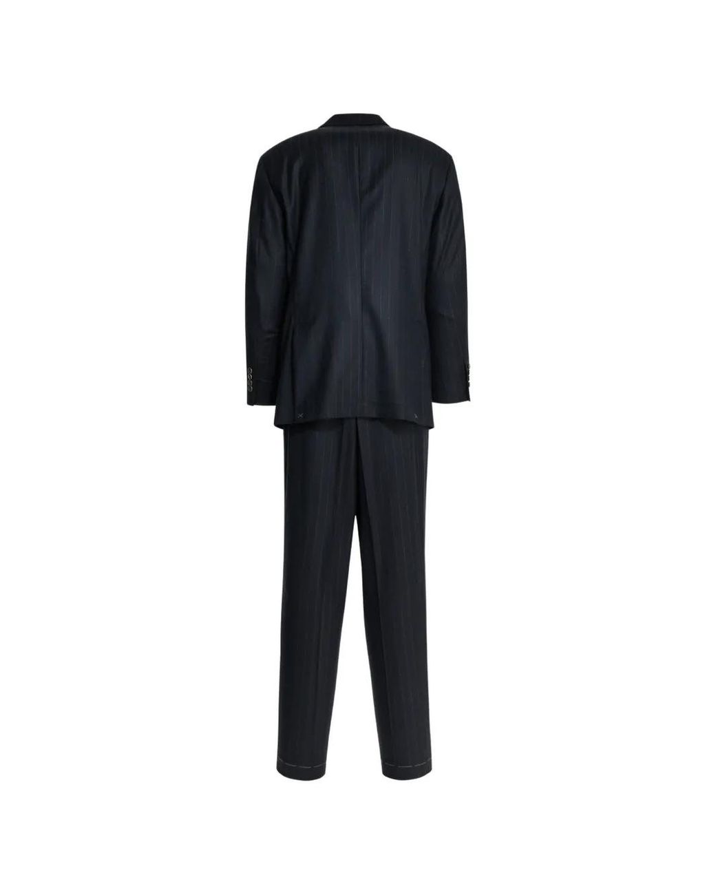 Brunello Cucinelli Black Pinstriped Wool Suit for men