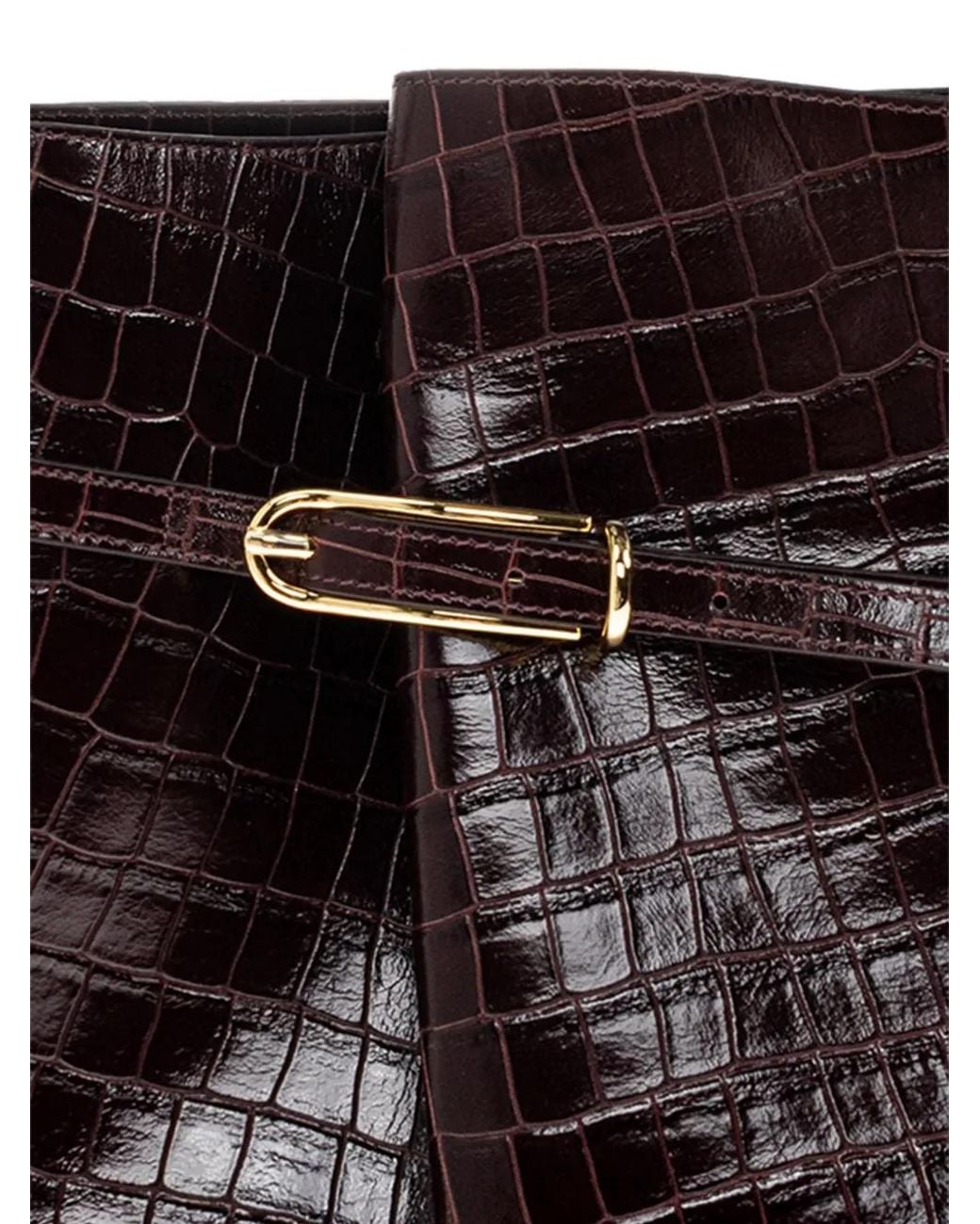 Liffner Brown Croc-Effect Leather Tote Bag