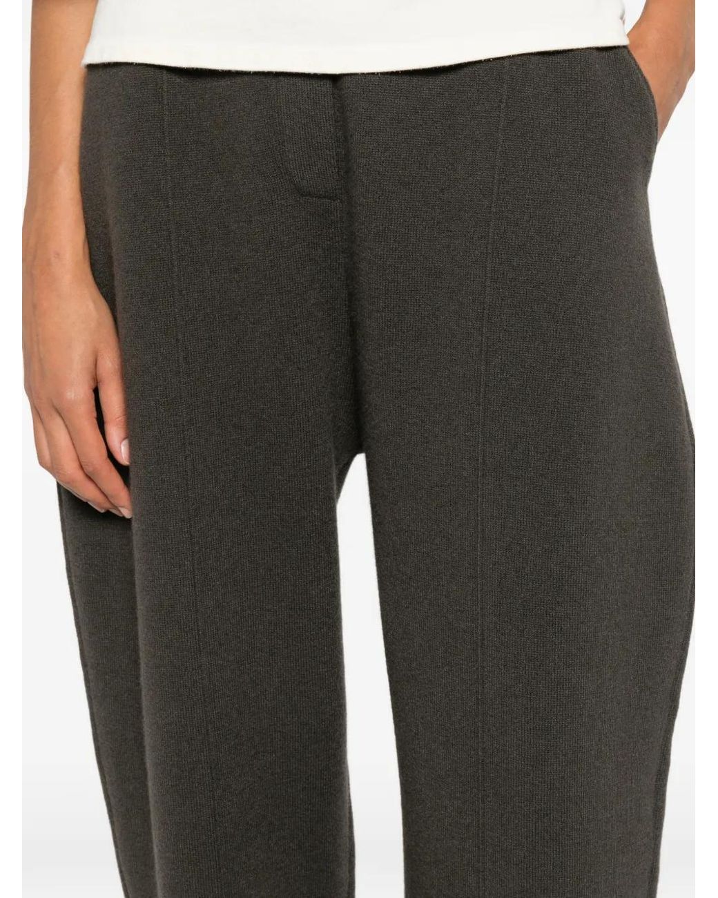 Lisa Yang Gray Wrenda Seam-Detail Straight-Leg Trousers