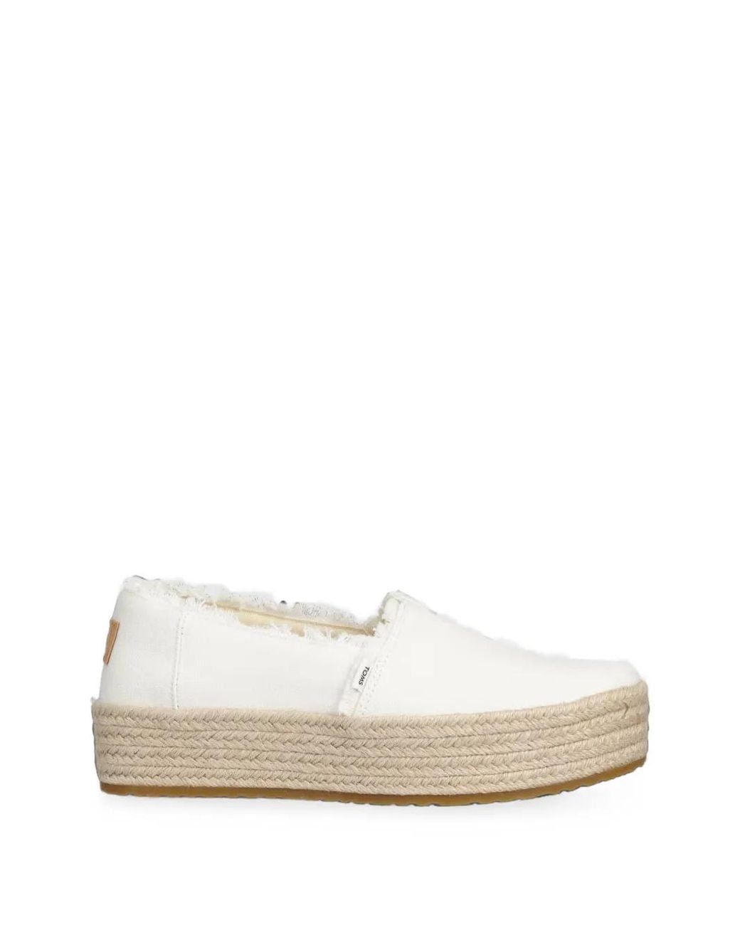 TOMS White Frayed-Edge Platform Espadrilles