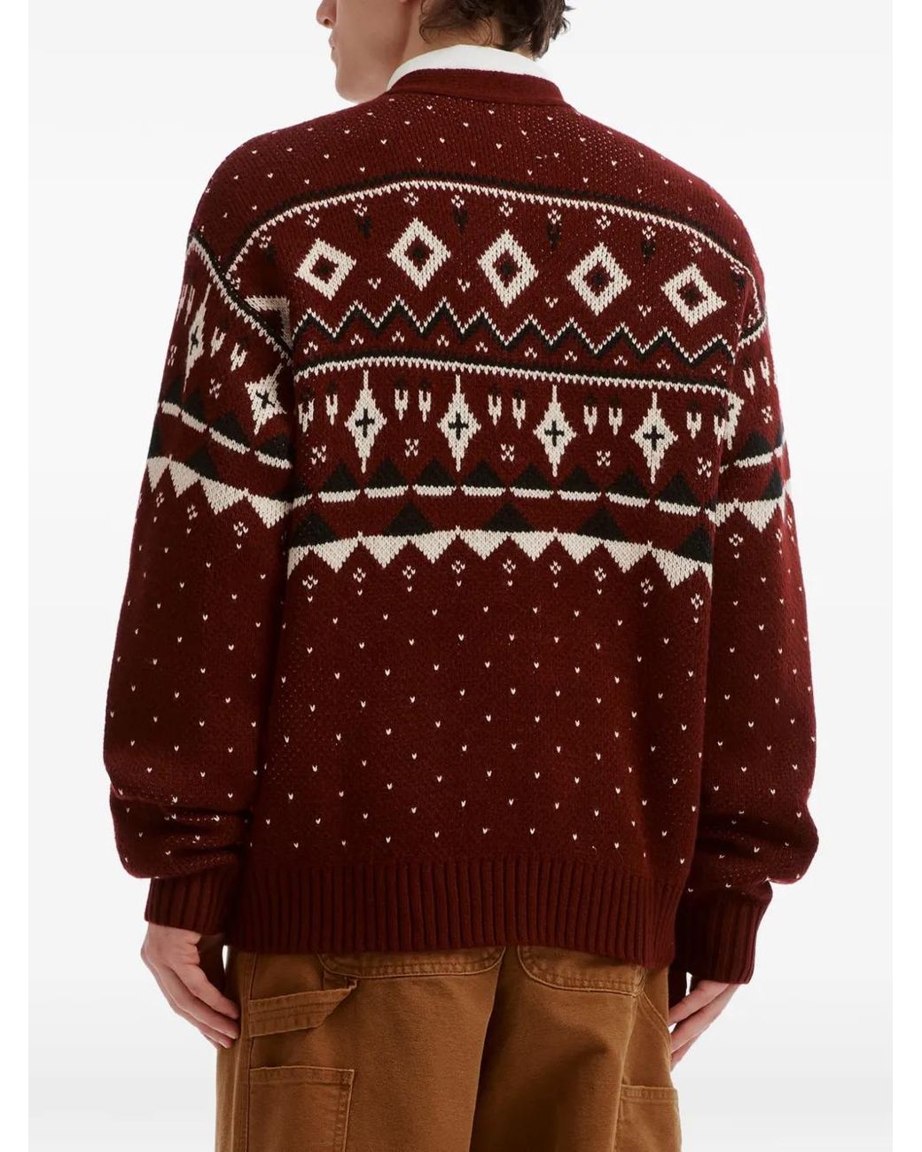 Chocoolate Red Cardigan En Maille Fair Isle for men