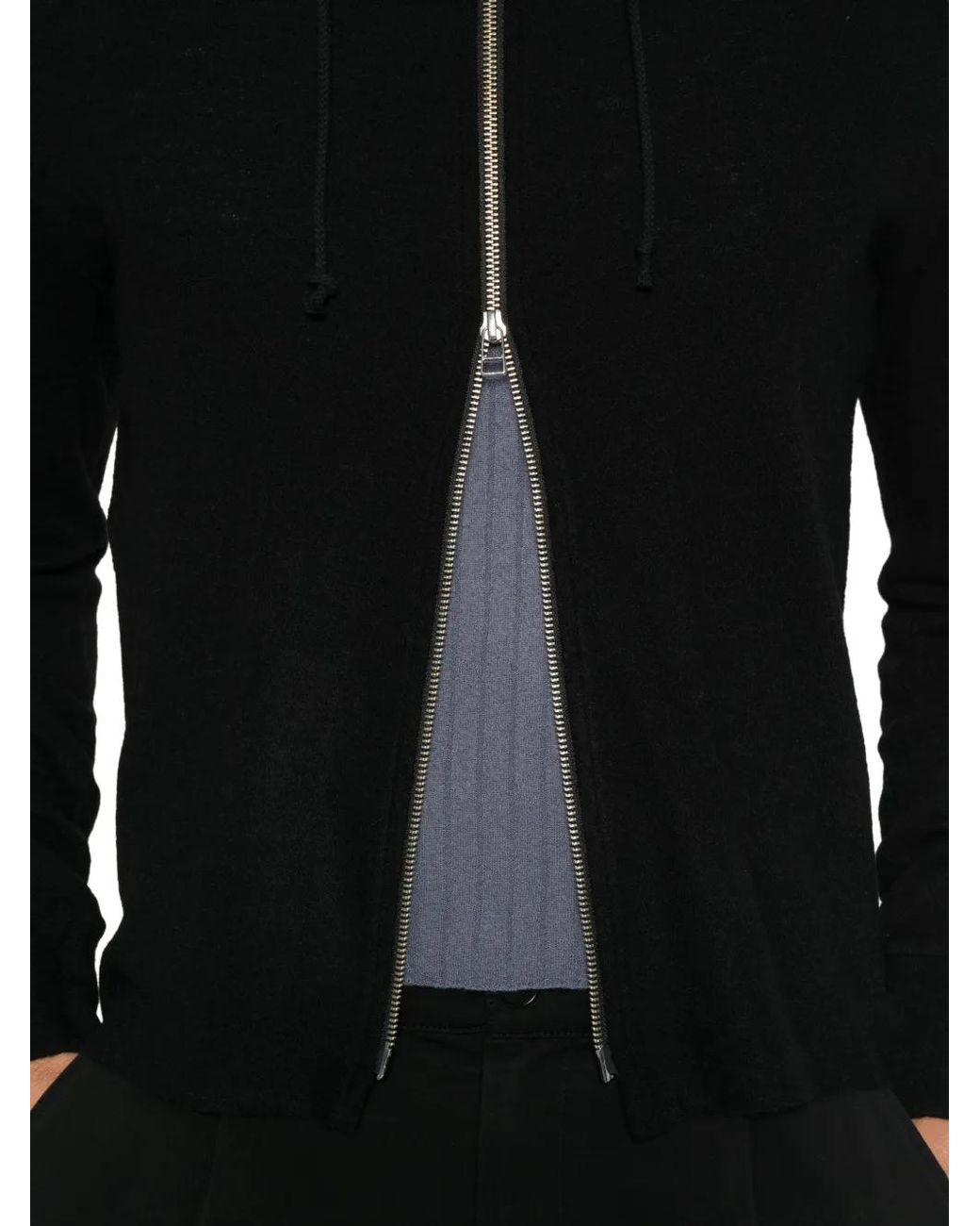 TONYWACK Black Zip-Up Drawstring Hoodie for men