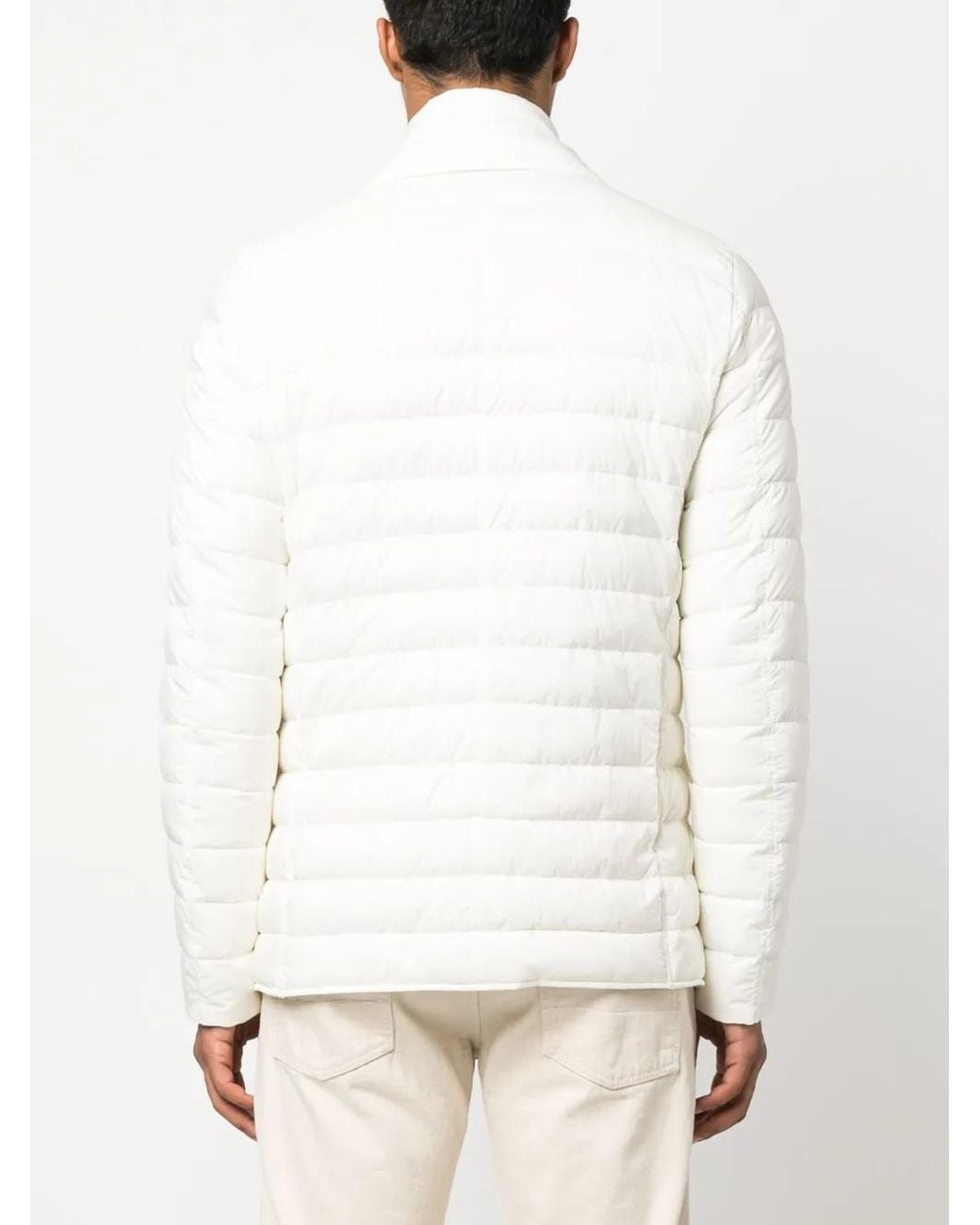 Herno White Notched-Lapels Padded Jacket for men