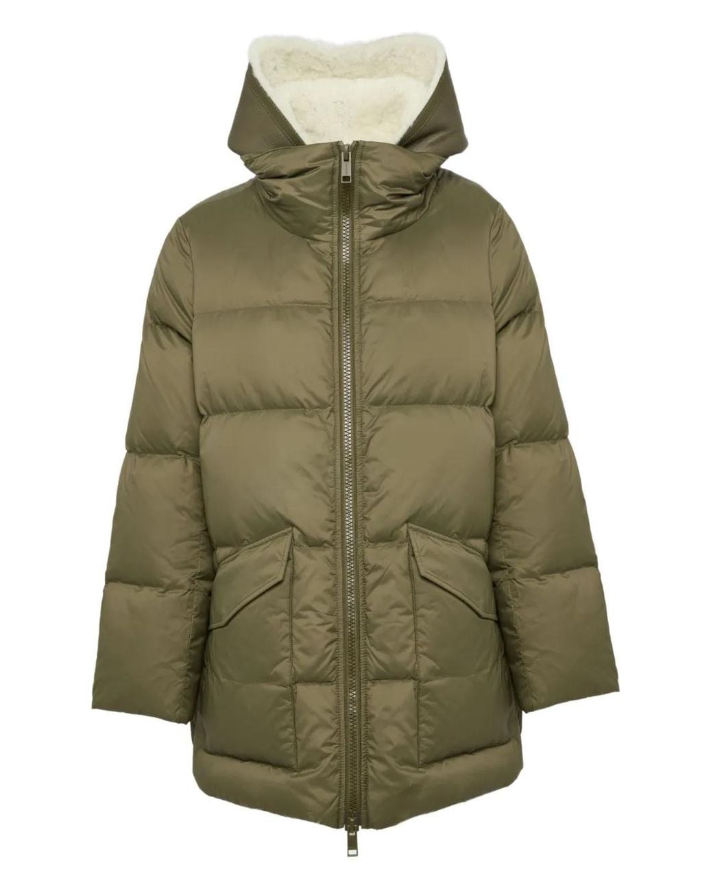 Yves Salomon Green Shearling Down Jacket
