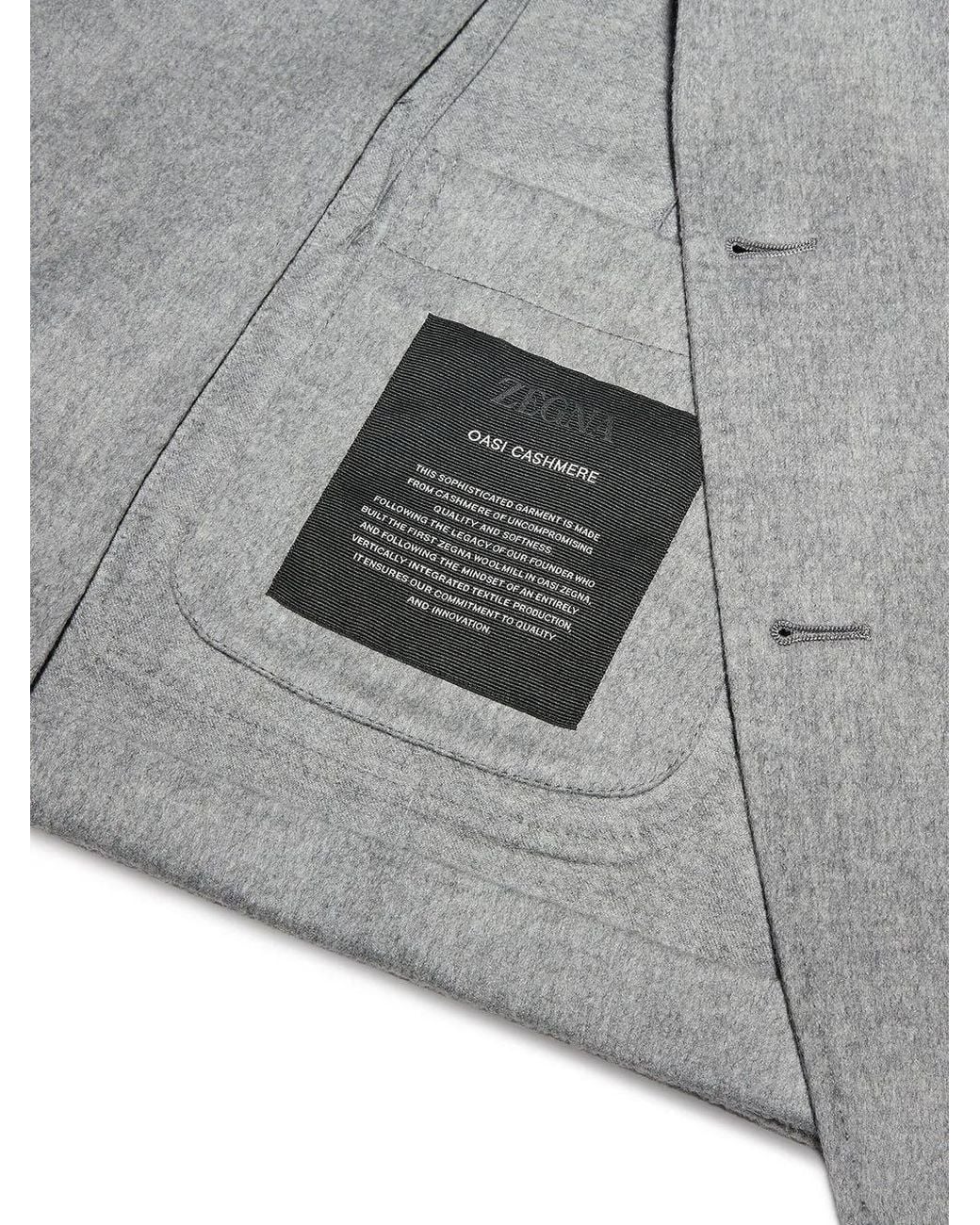 Zegna Gray Oasi Single-Breasted Cashmere Blazer for men