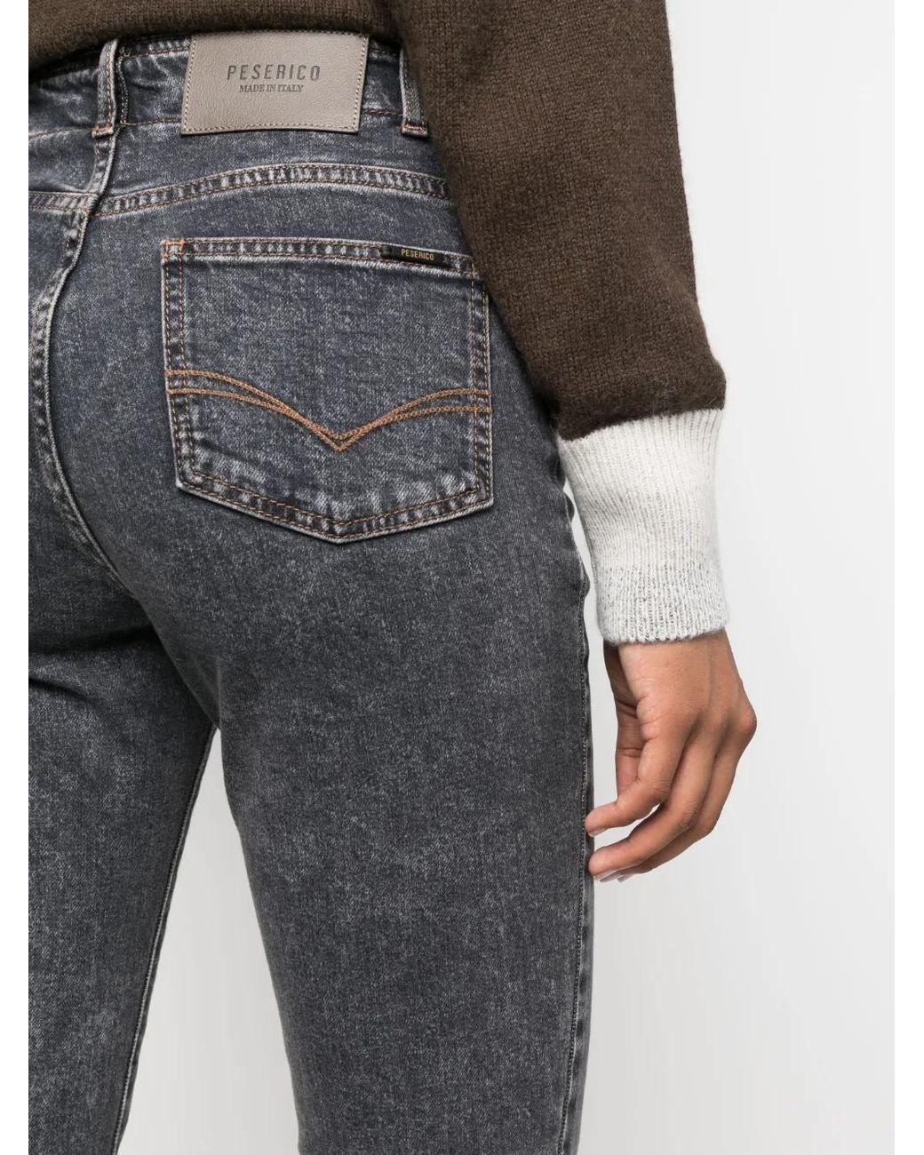 Peserico Gray Stonewashed Mid-Rise Skinny Jeans