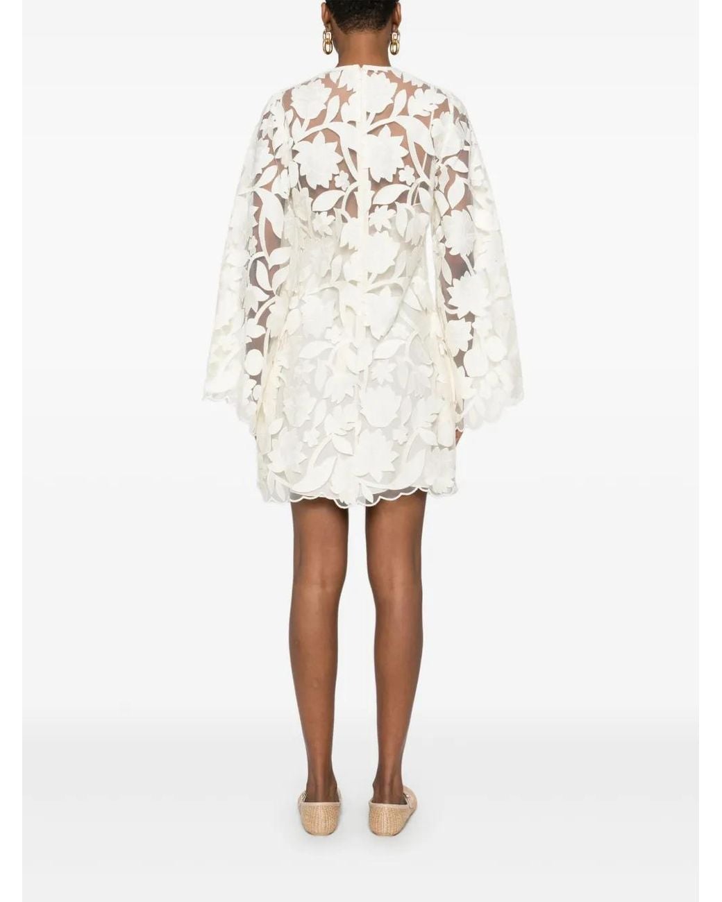 Elie Saab Embroidered Tulle Mini Dress in White | Lyst