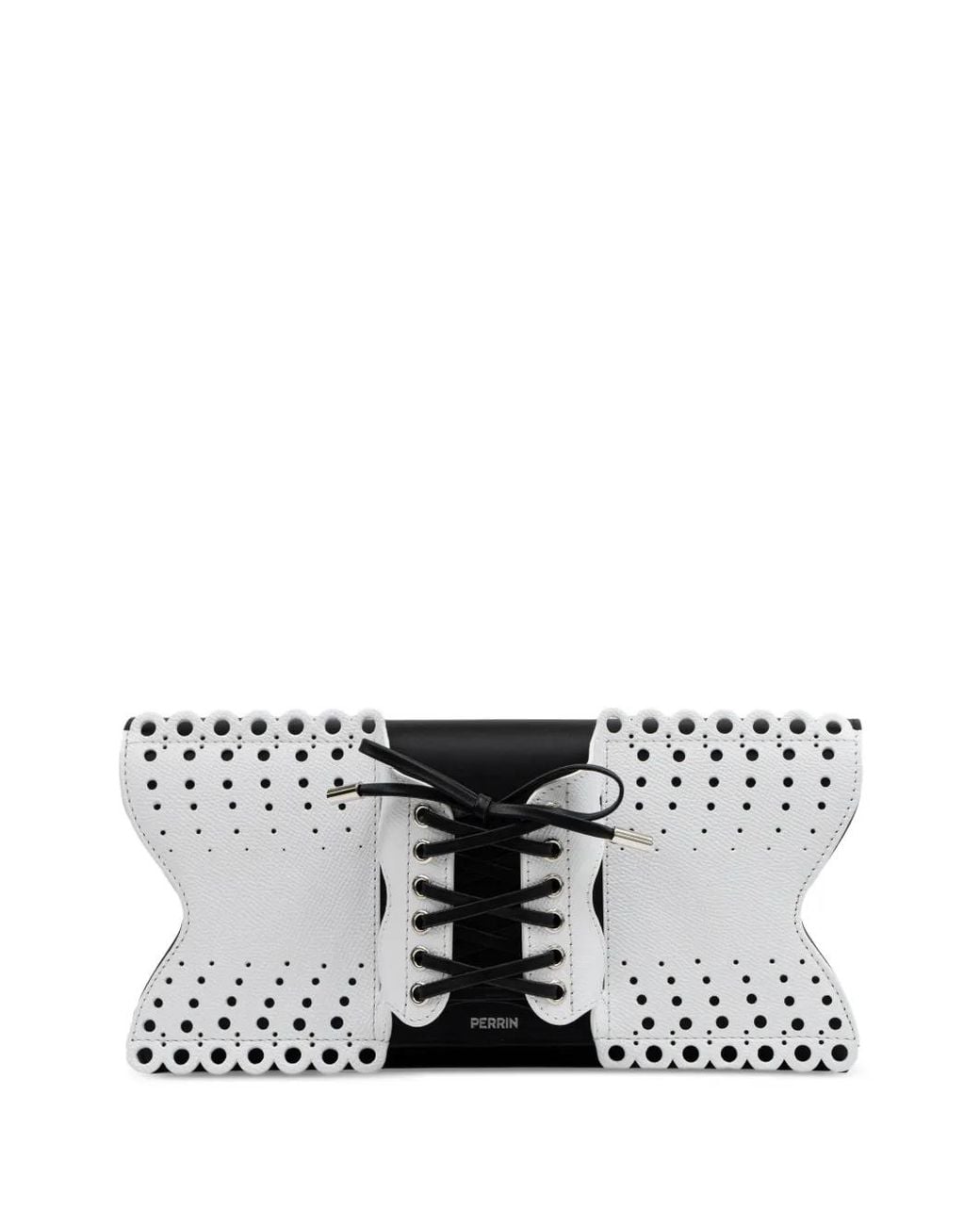 PERRIN Paris White Le Corset Perforé Clutch Bag