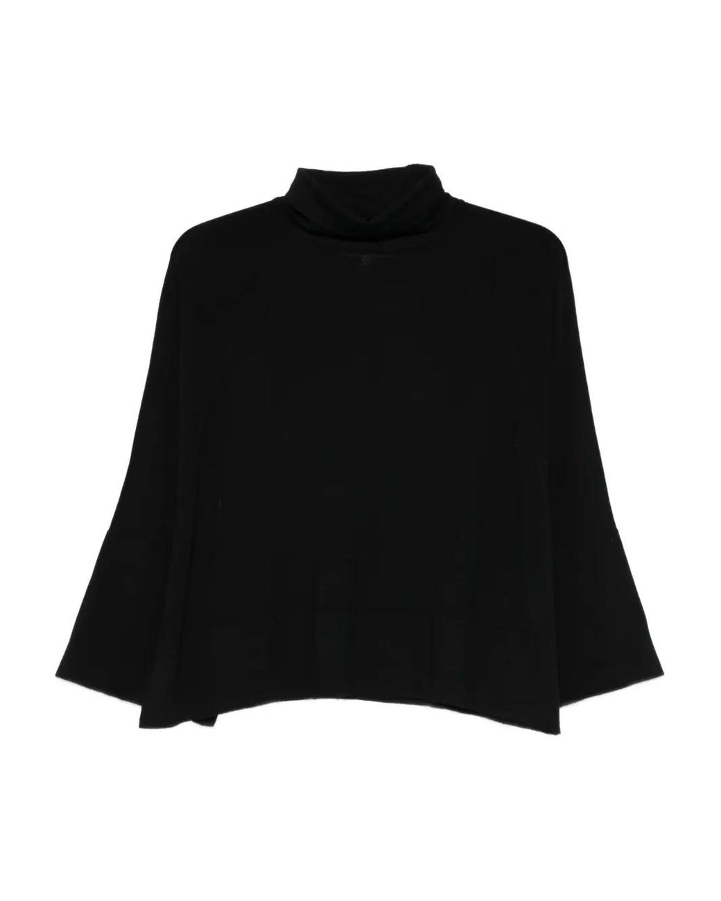 Psophia Black Roll-Neck Panelled Sweater