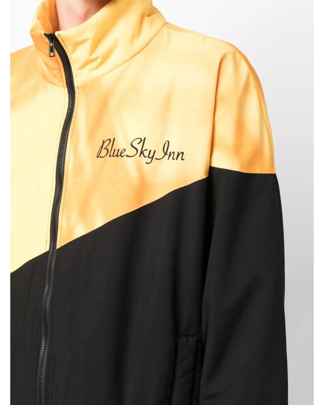BLUE SKY INN Black Embroidered-Logo Two-Tone Jacket for men