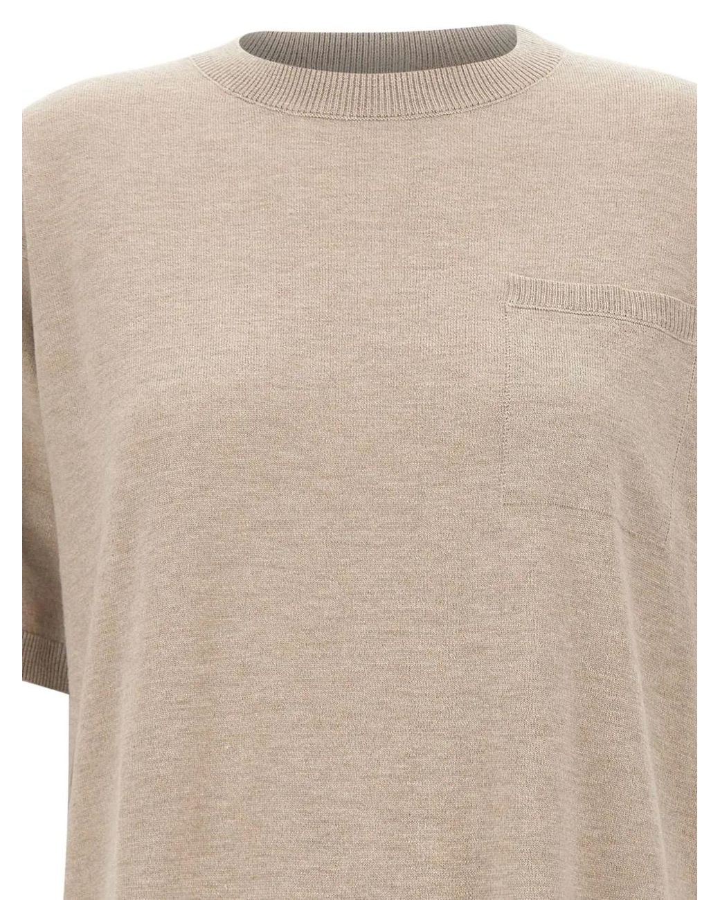 Max Mara White Short-Sleeve Chest-Pocket Sweater
