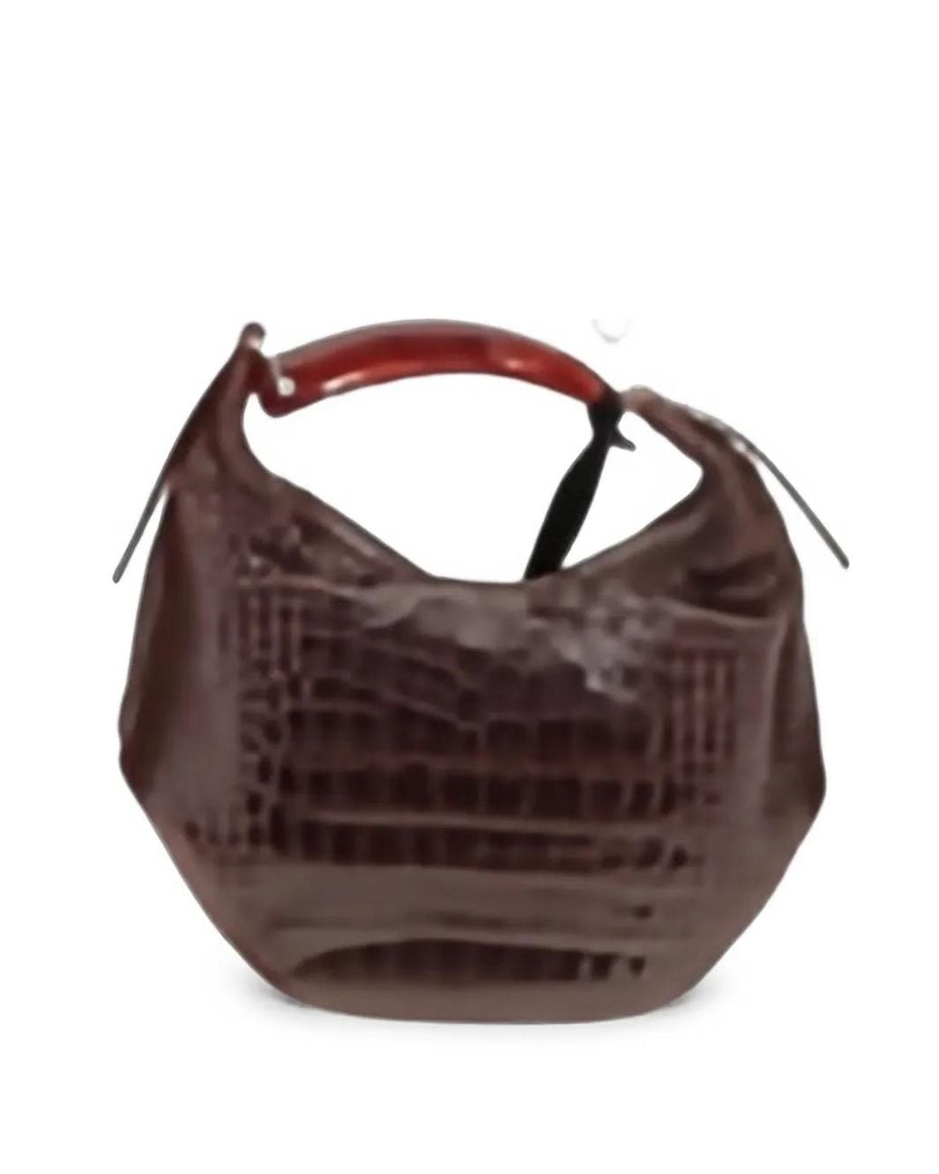 VISONA Brown Bengala Croc-Effect Shoulder Bag