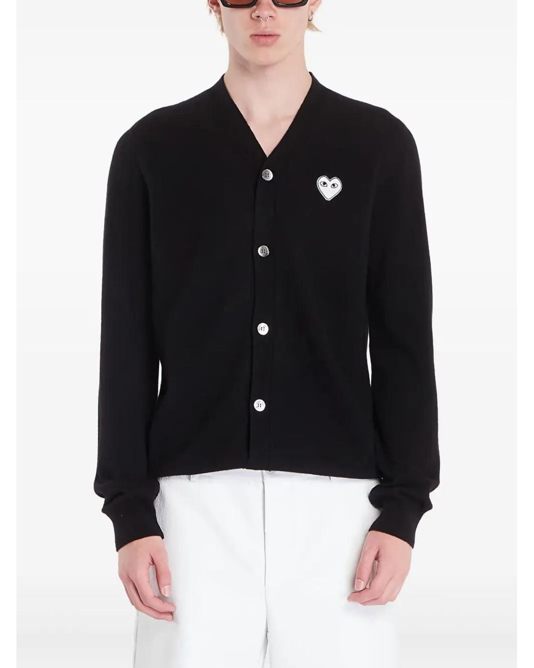 COMME DES GARÇONS PLAY Black Heart-Patch Wool Cardigan
