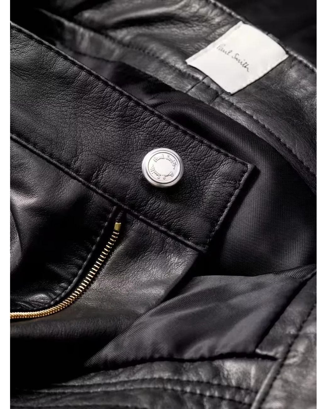 Paul Smith Black Barrel-Leg Leather Trousers